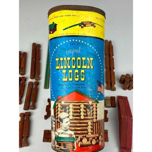 Vintage Original Lincoln Logs Set 2C - Missing Lid CK1538 - Picture 3 of 10